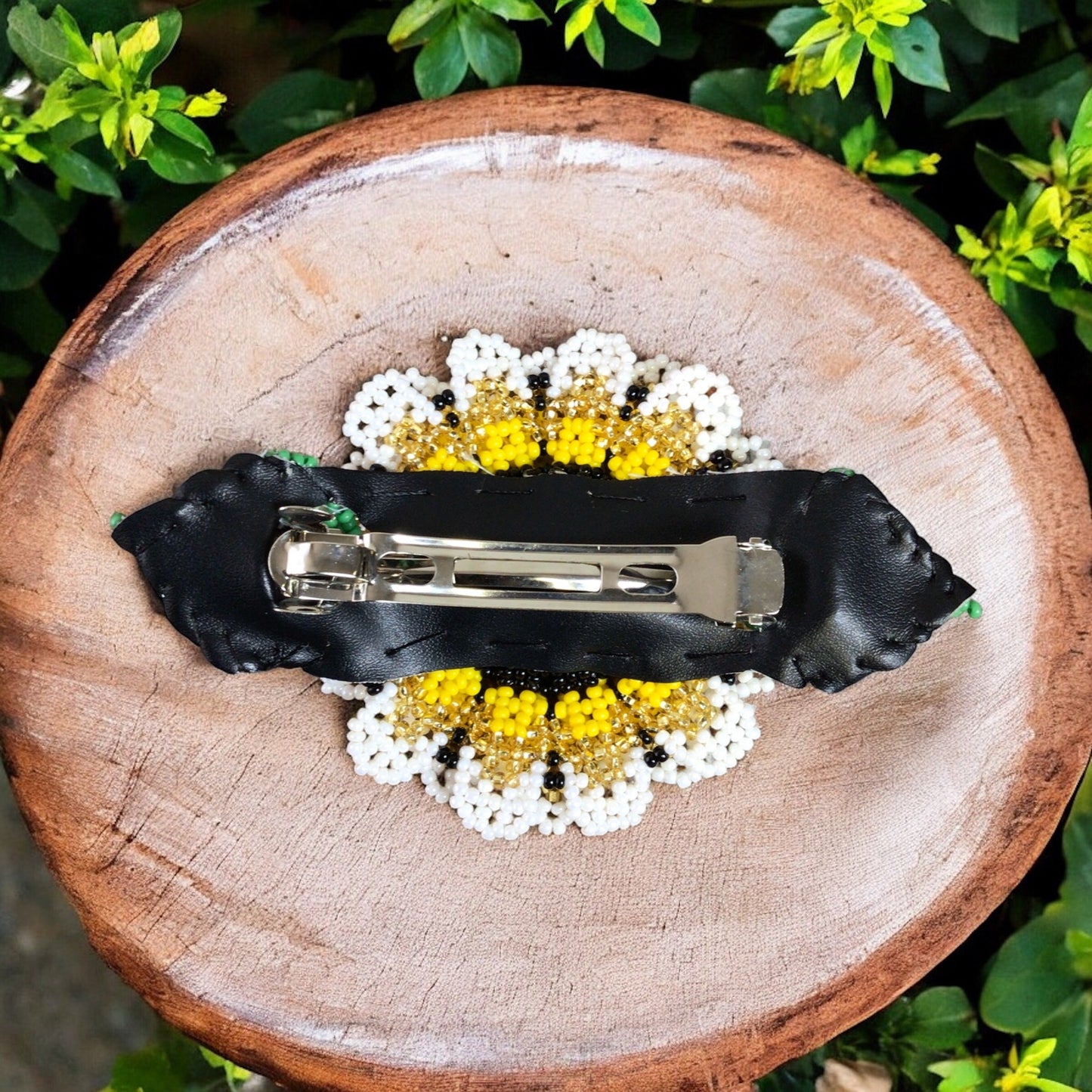 Handmade Beaded Sunflower Hair Clip-Sky Blue