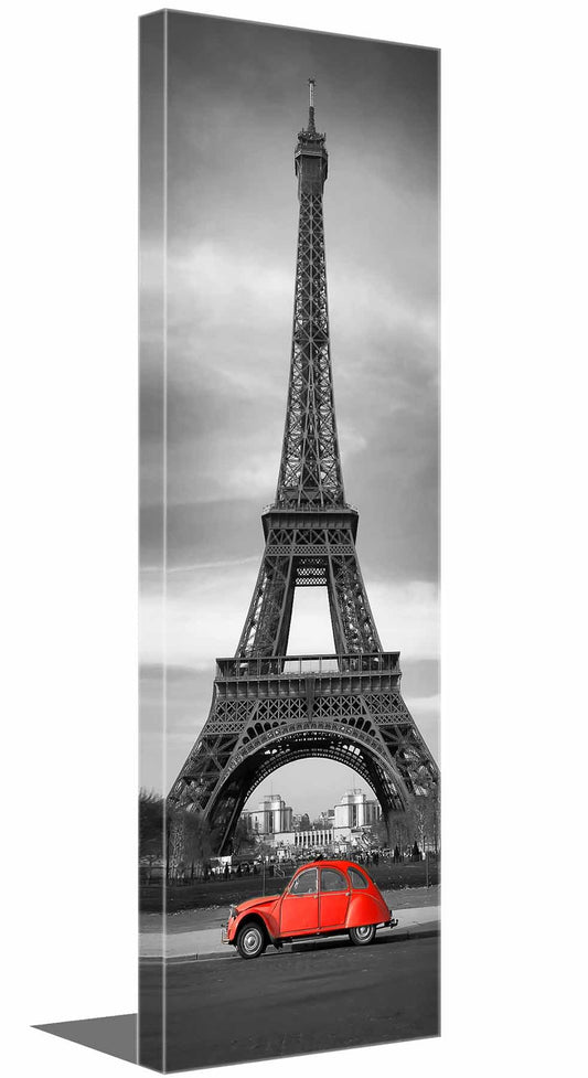 Wandbild Eiffelturm Schwarz, Weiß und Rot-Leinwand Stadtsilhouette