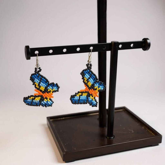 Orange Butterfly Beaded Earrings