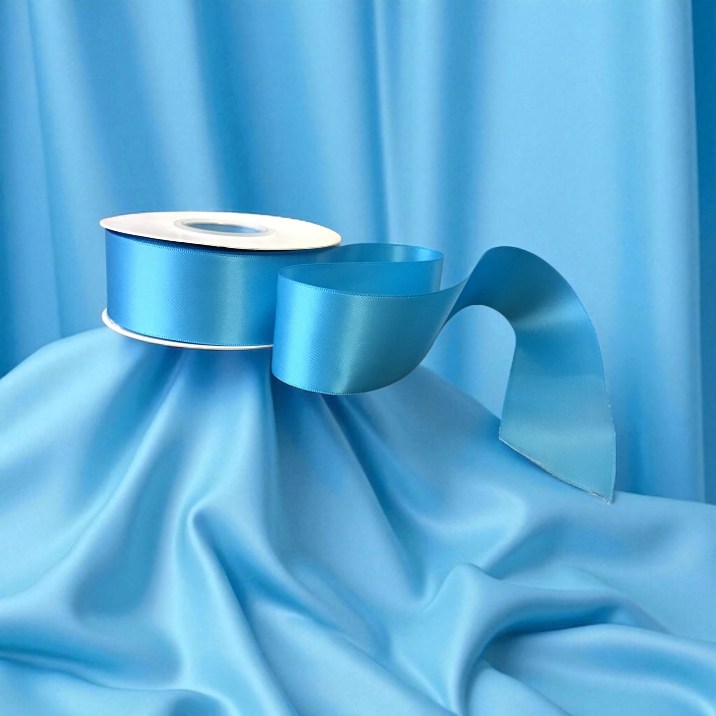 Satin Ribbon Double Face-Light Blue #340 -3.8 cm Wide