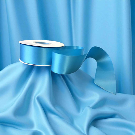 Satin Ribbon Double Face-Light Blue #340 -3.8 cm Wide
