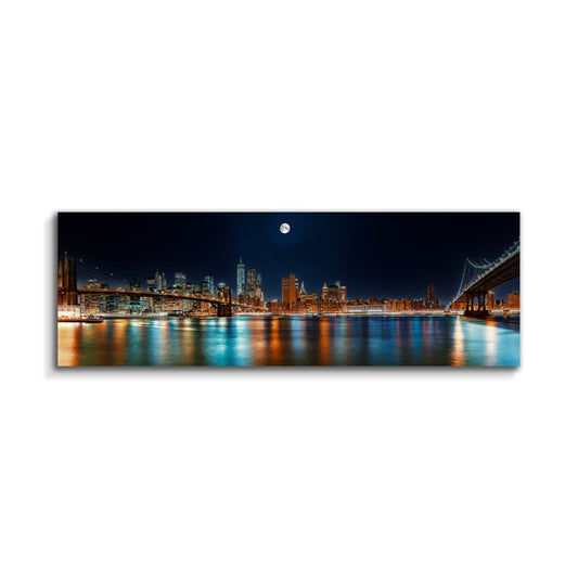 Große Leinwand-Wandkunst – NYC Mond-Skyline – Gedruckt auf Leinwand