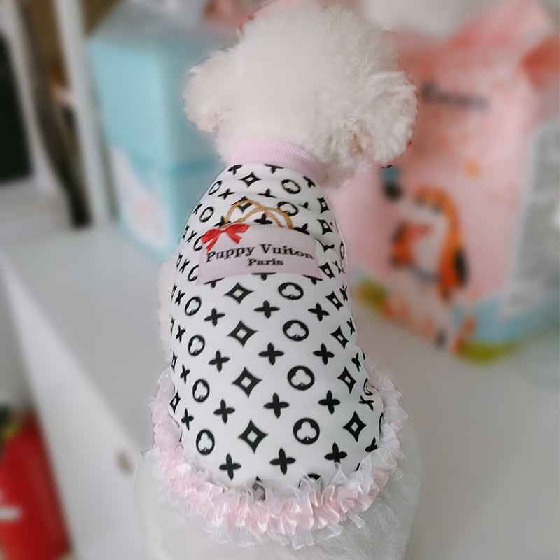 Puppy Vuitawn Dog Dress – Luxury Designer-Style Outfit for Dogs