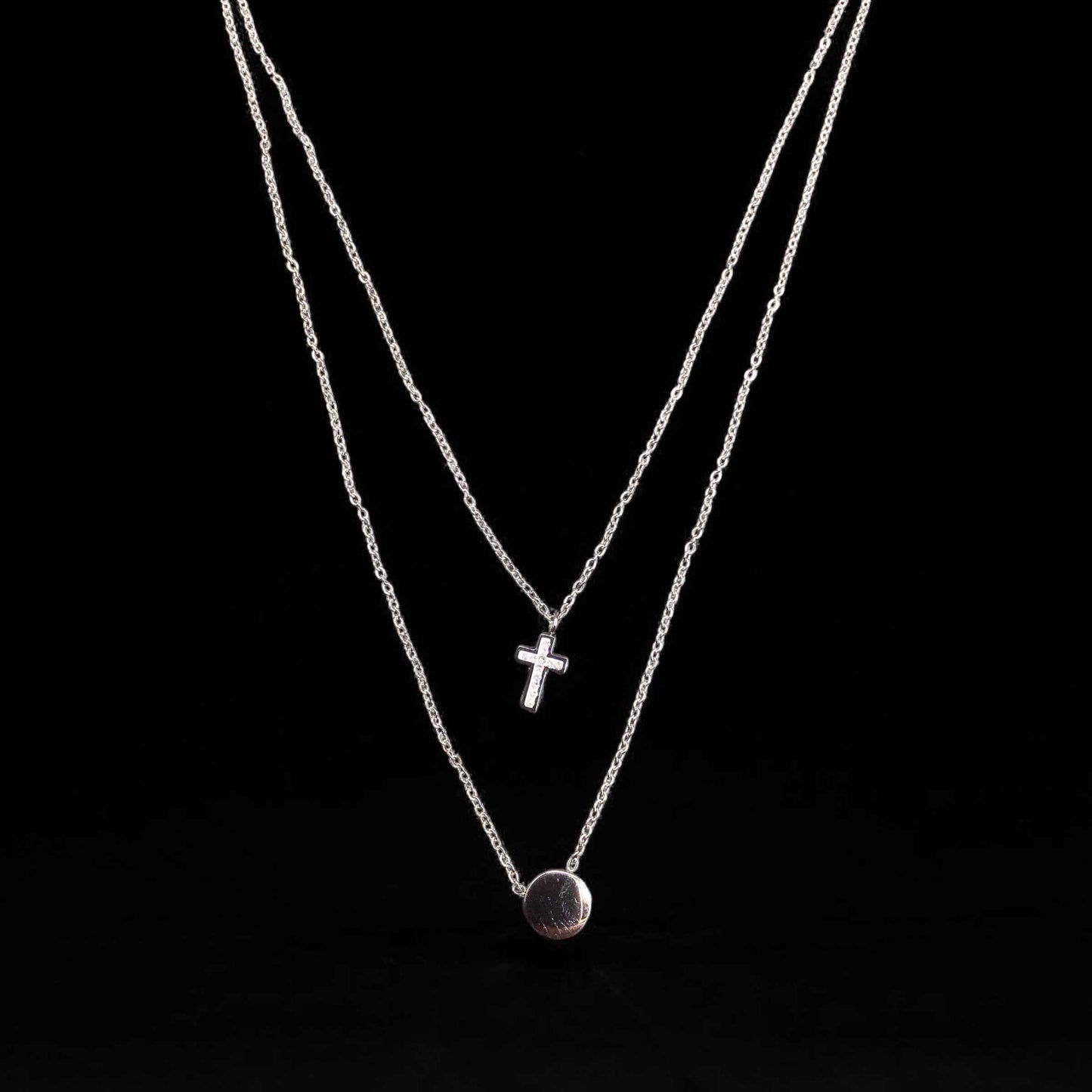 Cross Stainless Steel Necklace Pendants With Long Chain