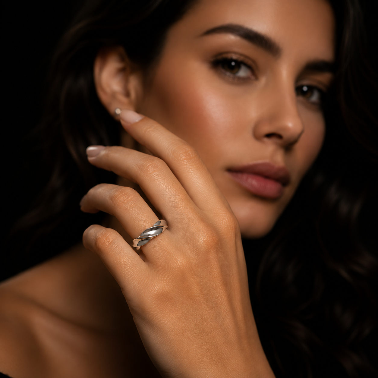 ELIAS Silver (White Gold): Shapes & Textures Modernist Ring
