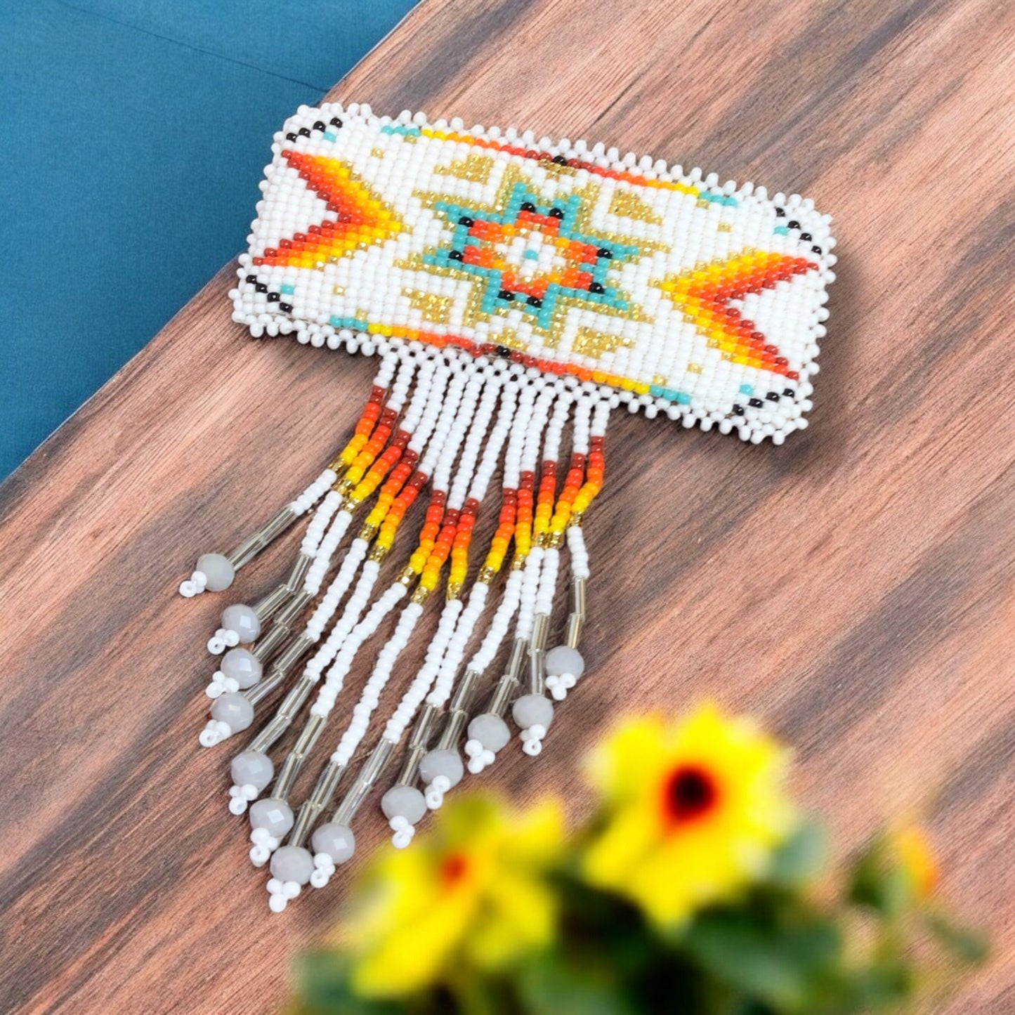 Rectangular Fringed Barrette - Golden