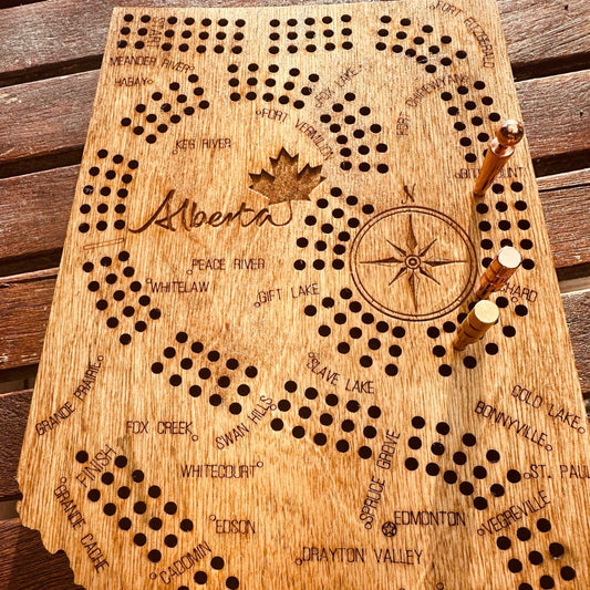 Alberta Map Shaped Cribbage Board