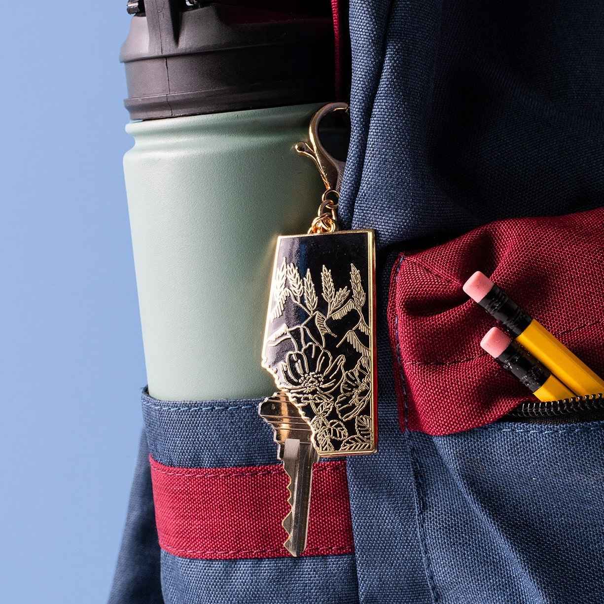 Alberta Black & Gold Enamel Mountain Keychain