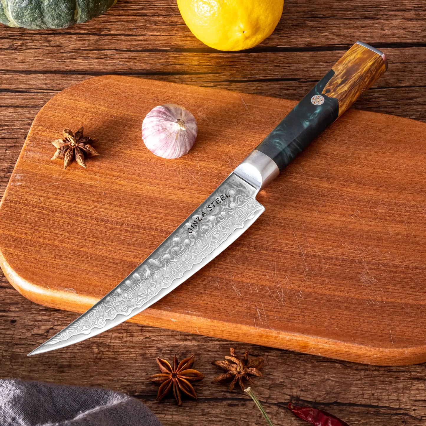 Kaze Katana Ausbeinmesser 15 cm | Damaszener Stahl von Ginza Steel