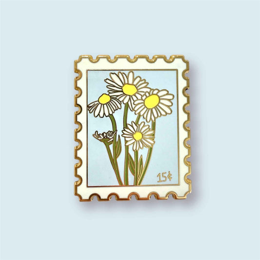 Daisy Postage Stamp Enamel Pin