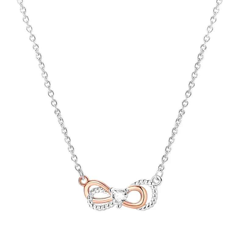 Endless Love Sterling Silver Infinity Bow Pendant Necklace