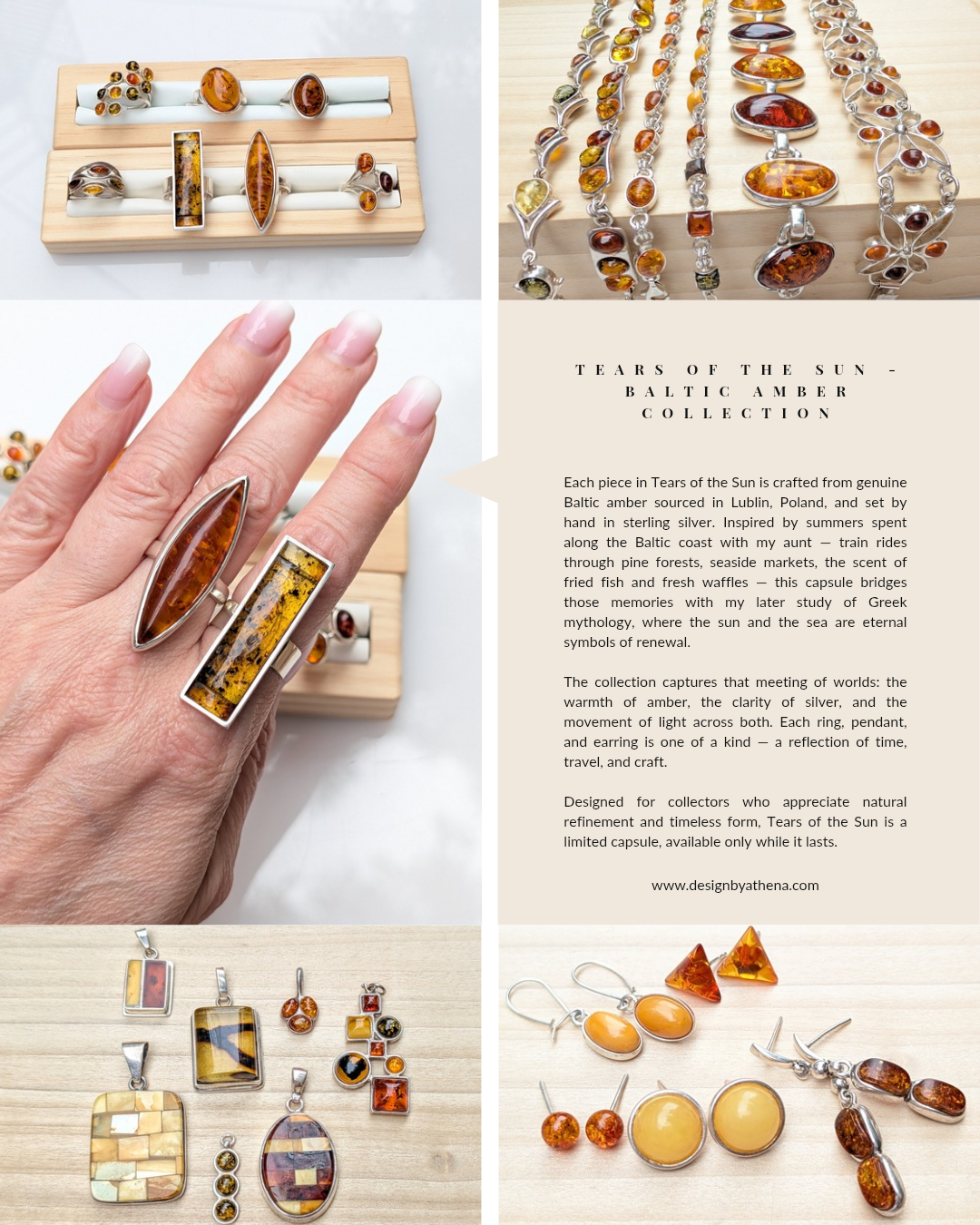 Helia’s Tears Bracelet | Sterling Silver Baltic Amber Bracelet | Tears of the Sun