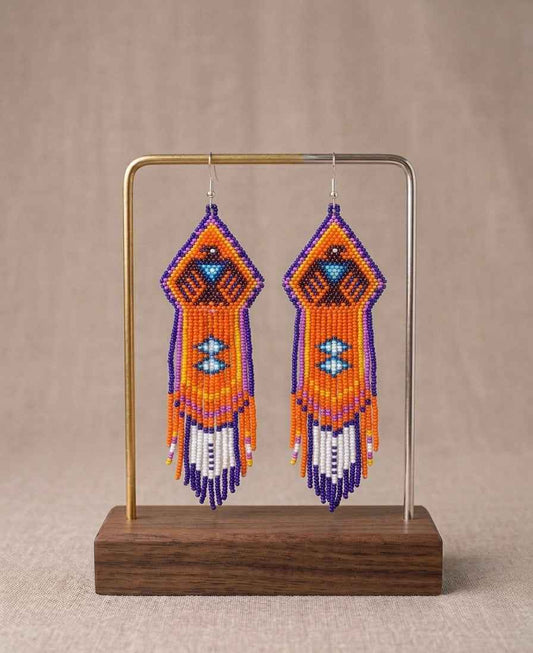 Beaded thunderbird earrings ( Blue )