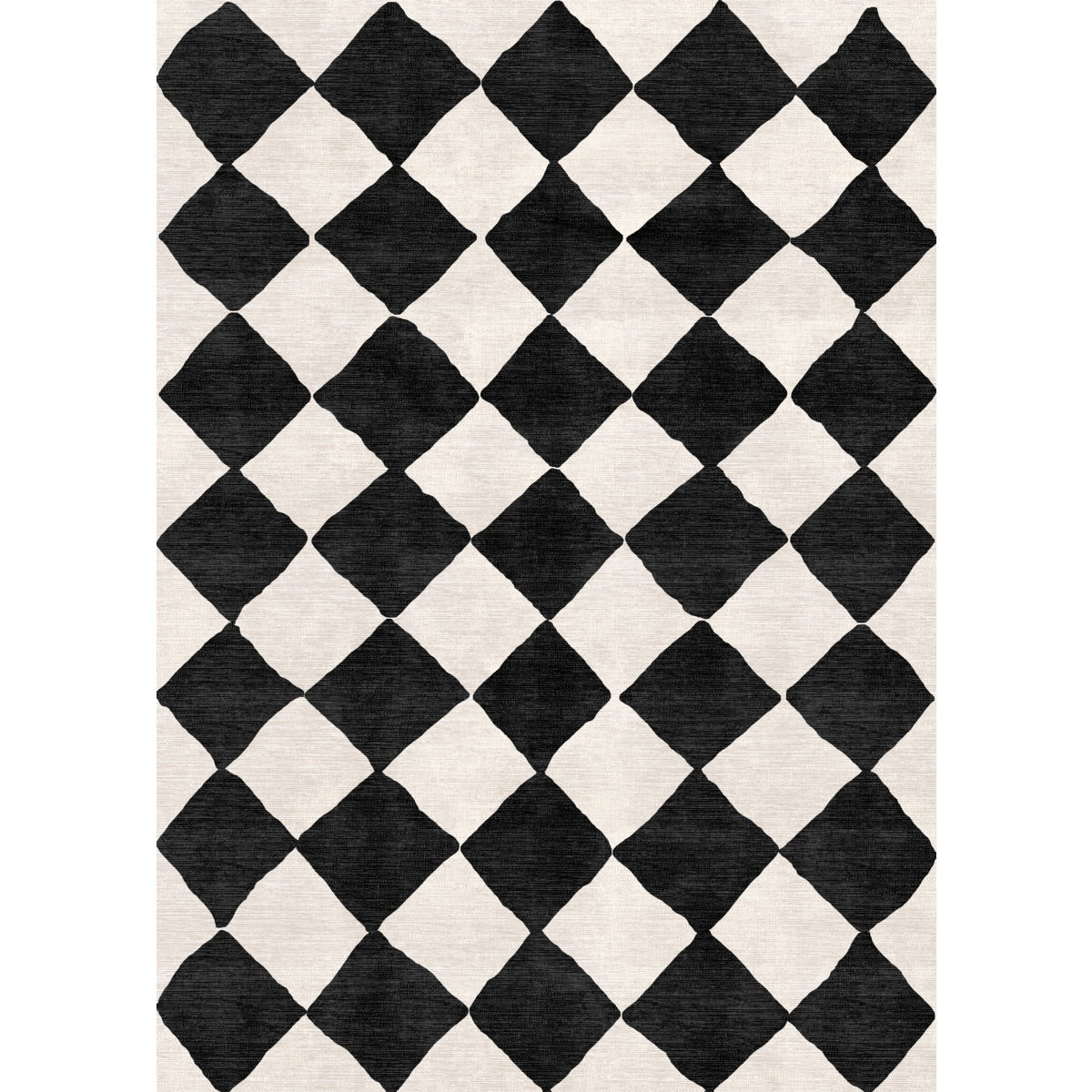 Trestres karierter Teppich Schwarz & Elfenbein