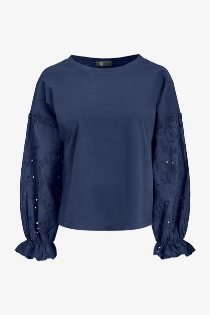 Women's Knit/Woven Combo Top