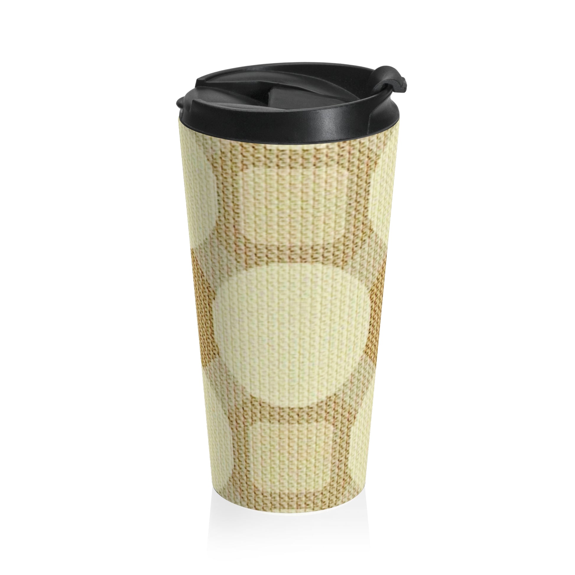 Cream & Beige Retro Polka Dot Stainless Steel Travel Mug - AURABAGS SHOP