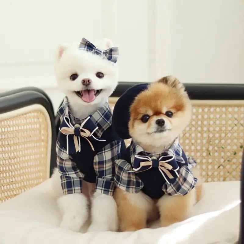 Plaid School Uniform Set | Dog Outfit Set
