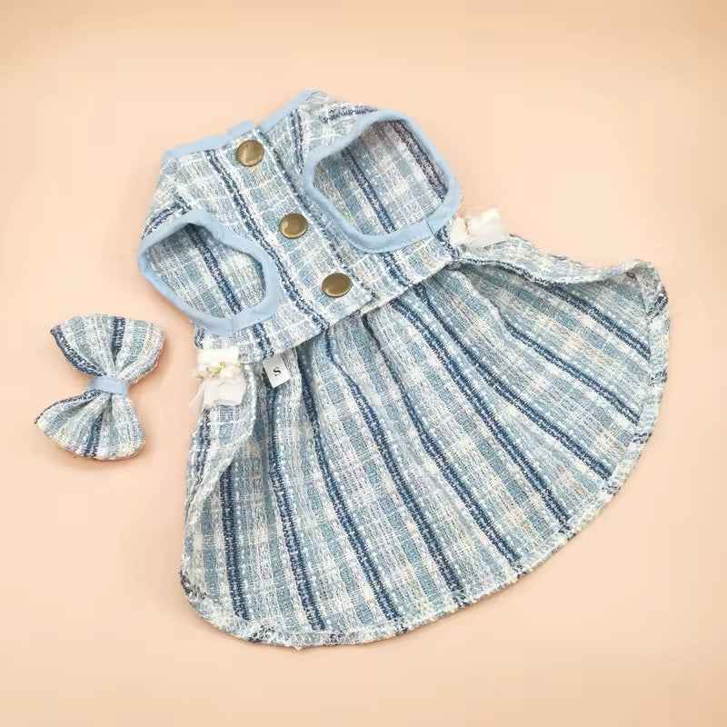 Priscilla Dog Dress & Bow Set – Elegant Outfit for Dogs