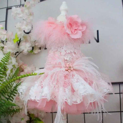 Baby Boo Feather Dog Dress | Elegant Occasion Dog Dress