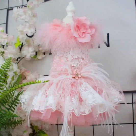 Baby Boo Feather Dog Dress | Elegant Occasion Dog Dress