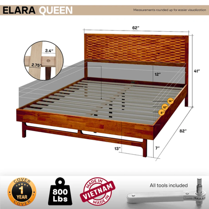 Elara Solid Wood Bed Frame