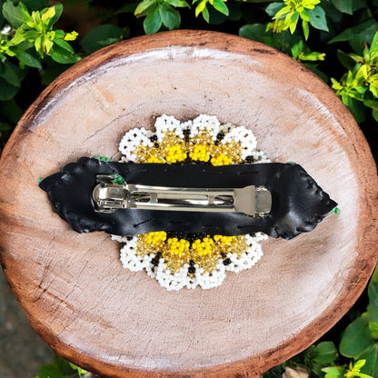 Handmade Beaded Sunflower Hair Clip-Sky Blue