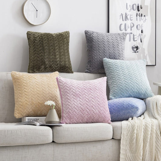 Nordic Flannel Cushion Cover – Cozy Solid Color Throw Pillow Case for Home Décor