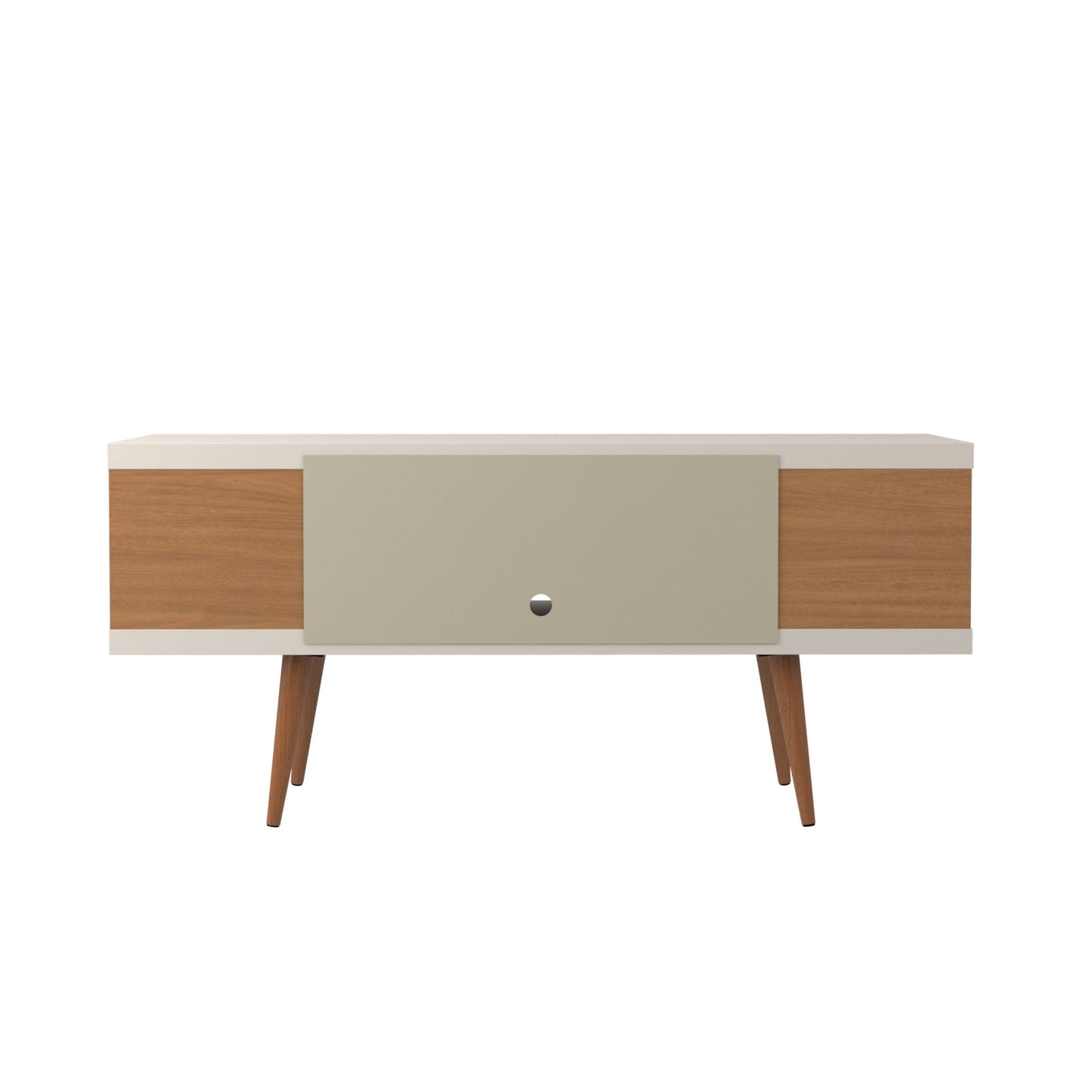 Eureka Modern 53.14" TV Stand with 4 Shelves - Off White Gloss/Maple Cream