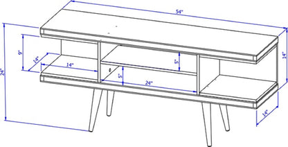 Eureka Modern 53.14" TV Stand with 4 Shelves - White Gloss/Maple Cream