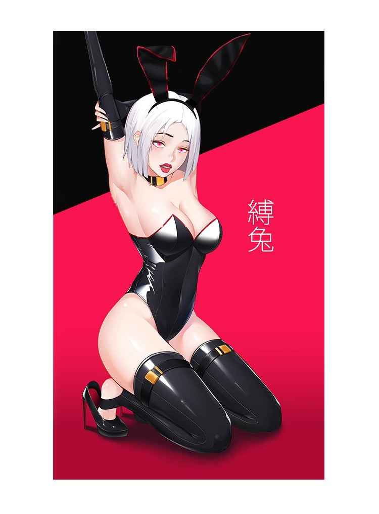 PU Leather Bound Bunny Strapless Bunny Girl Cosplay Costume Sexy Open Crotch Lingerie
