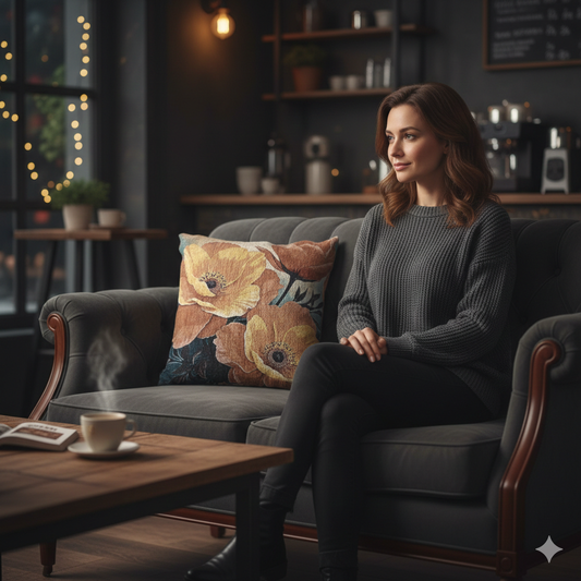 Vintage Floral Rose Woven Pillow | Tapestry Throw Pillow, Botanical Decor - AURABAGS SHOP