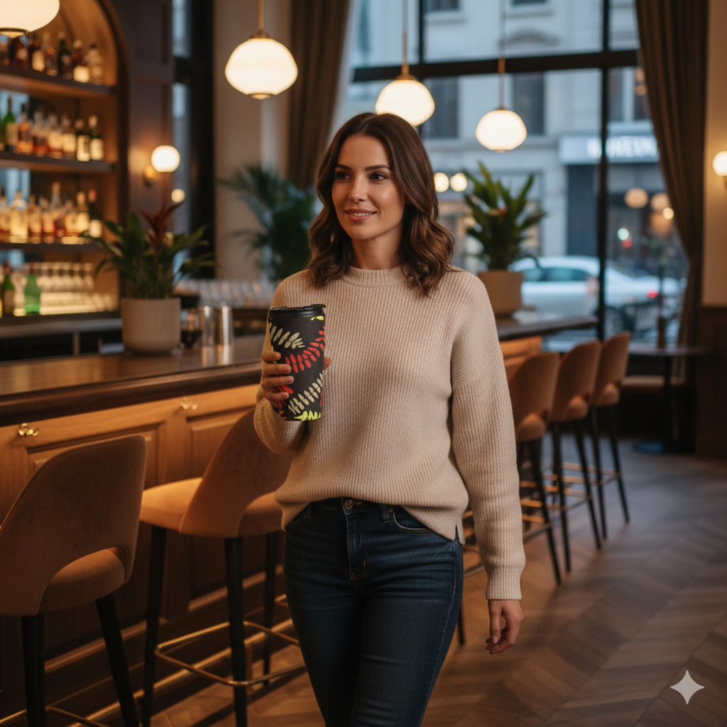 Travel Mug — Colorful Autumn Fern Stainless Steel Tumbler - AURABAGS SHOP
