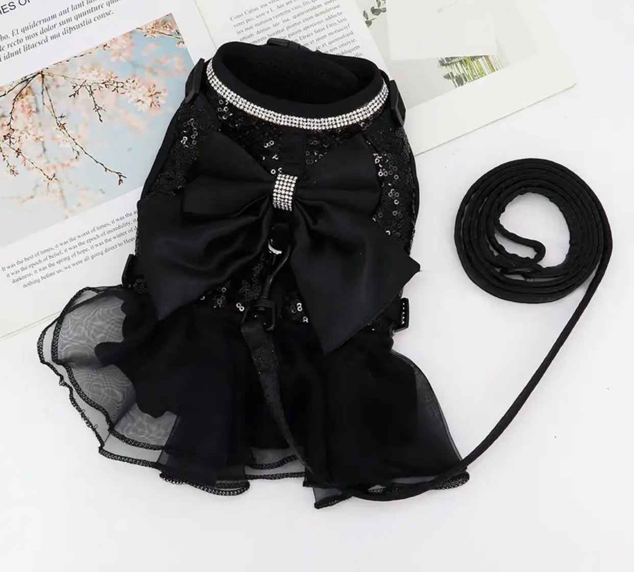 Bow Sequin Tutu Dog Harness Dress | Dog Harness Dress