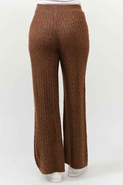Cable Knit Wide Leg Sweater Pants