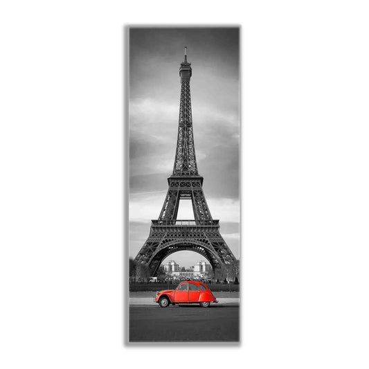 Wandbild Eiffelturm Schwarz, Weiß und Rot-Leinwand Stadtsilhouette