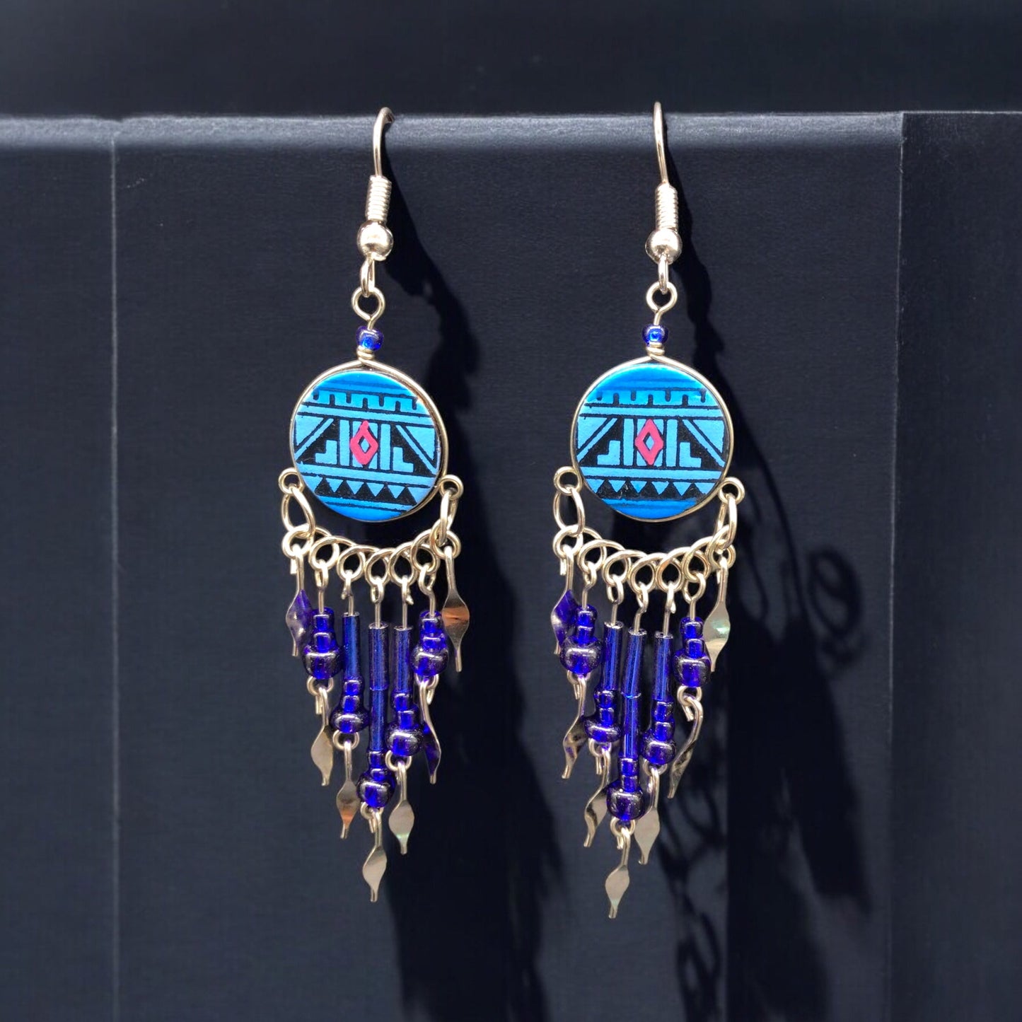 Sky Blue Southwestern Round Shaped Dangle Earrings