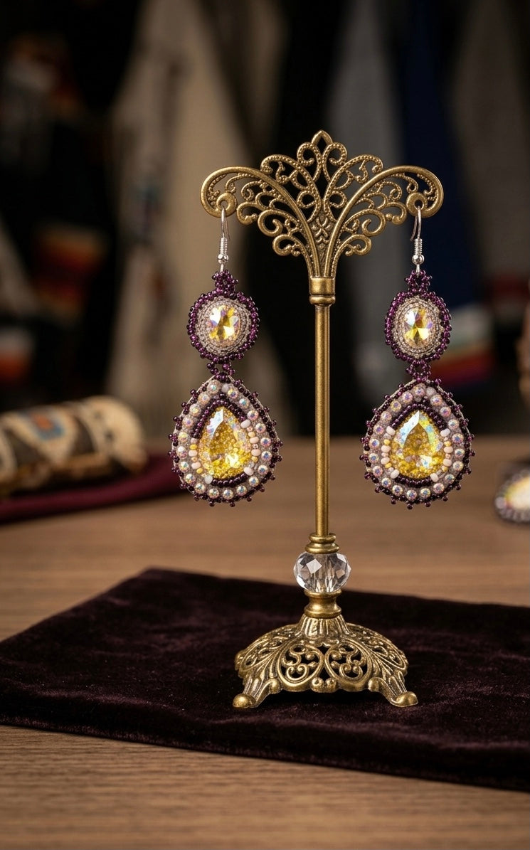 Drop Beaded Earrings. Yellow collection