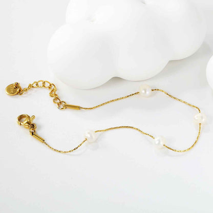 Golden Freshwater Pearl Bracelet Set