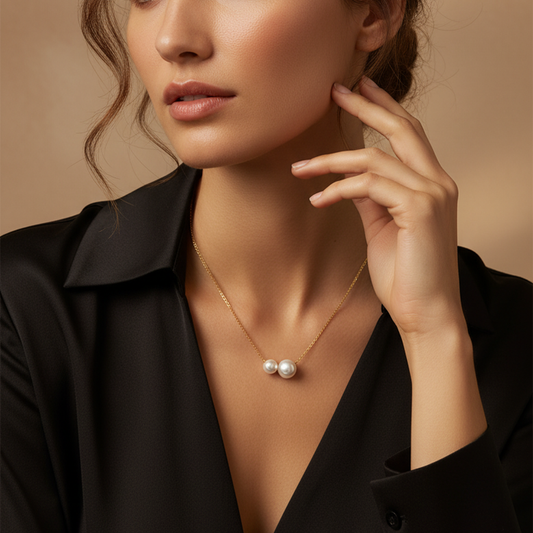 Duo Pearl Drop Necklace