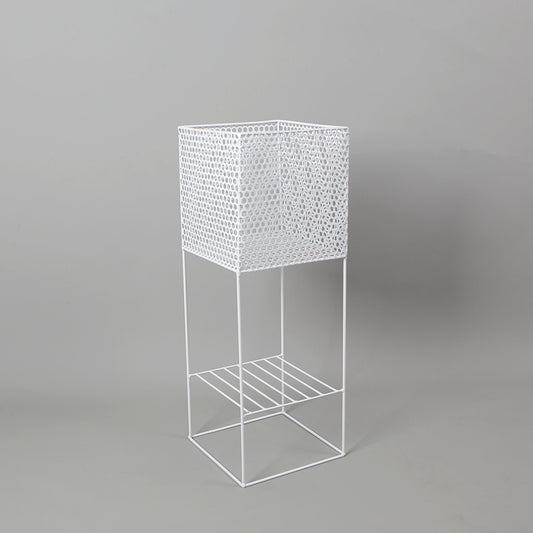 Salma White Raised Metal Pot Planter 2.3’