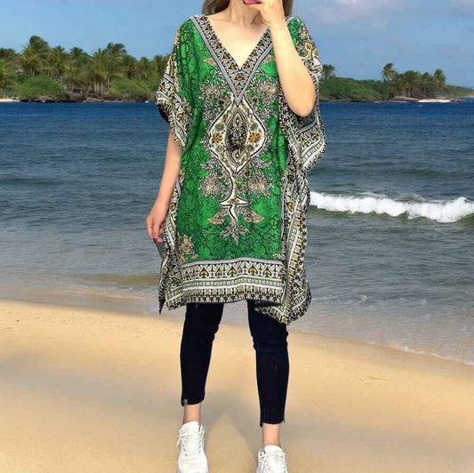 Green Printed Kaftans for Women