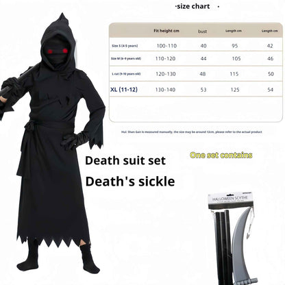 Children's Grim Reaper Halloween Costume – Hooded Cosplay Outfit for Boys & Girls