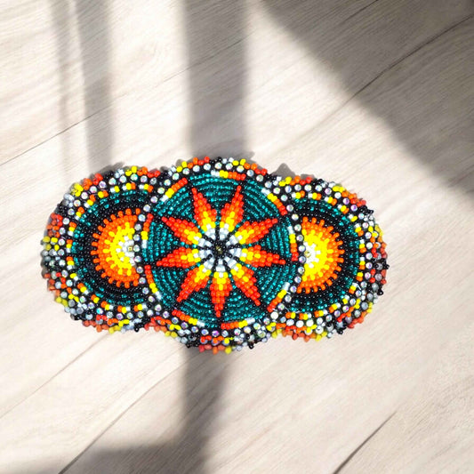 Green Native American Beaded Barrettes