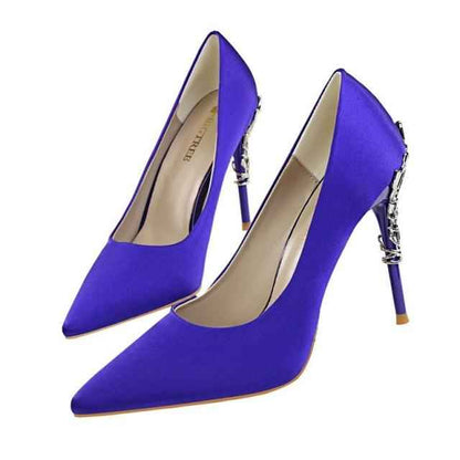 Women's Elegant High Heel Dress Shoes – Wedding Party Pumps with Luxury Metallic Design
