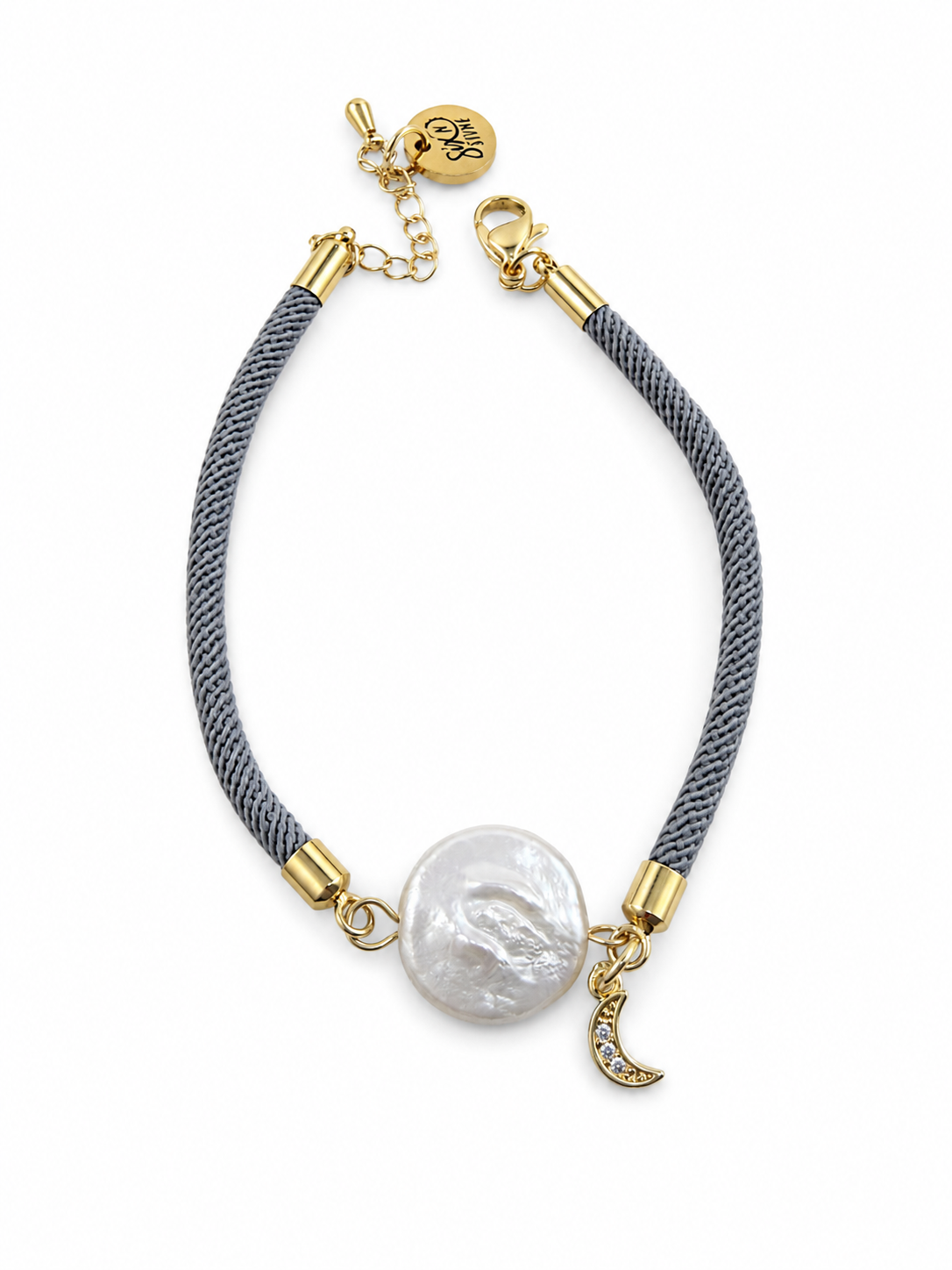 Keshi Pearl & Moon Cord Bracelet