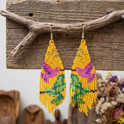 Mustard Sky Dancer Beaded Earrings