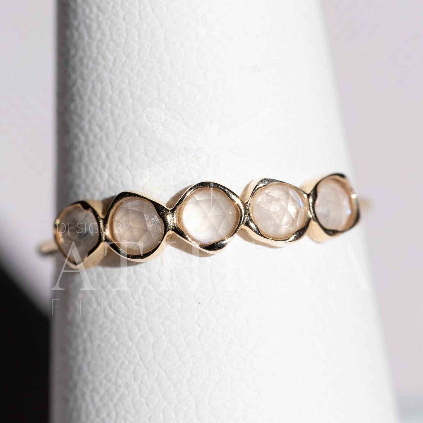 Moonstone Band Ring in 14K Yellow Gold