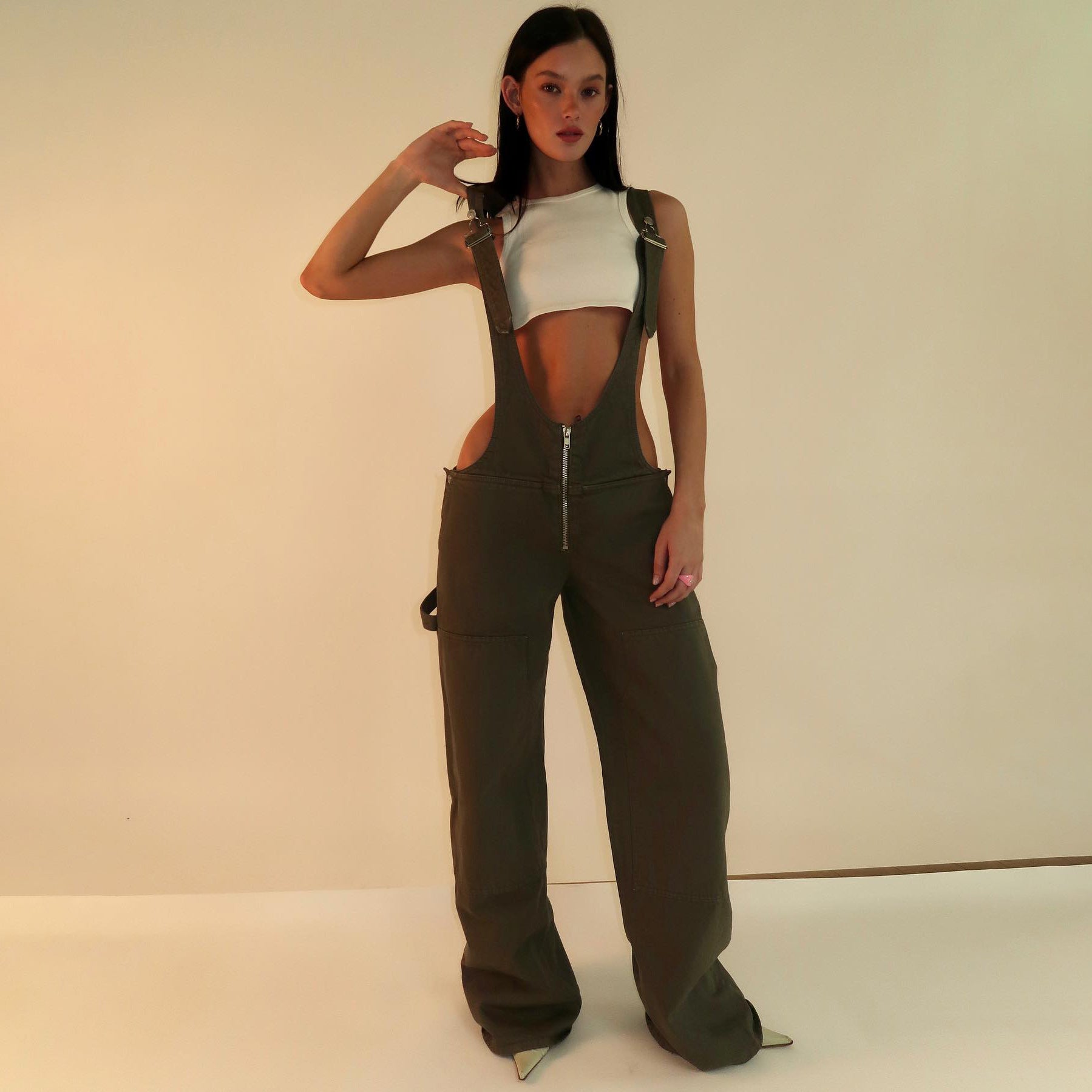 Women's Loose Fit Denim Jumpsuit – Y2K Wide Leg Suspender Overalls