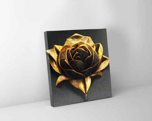 Leinwandbild - Offene goldene Blüte - Wandkunst