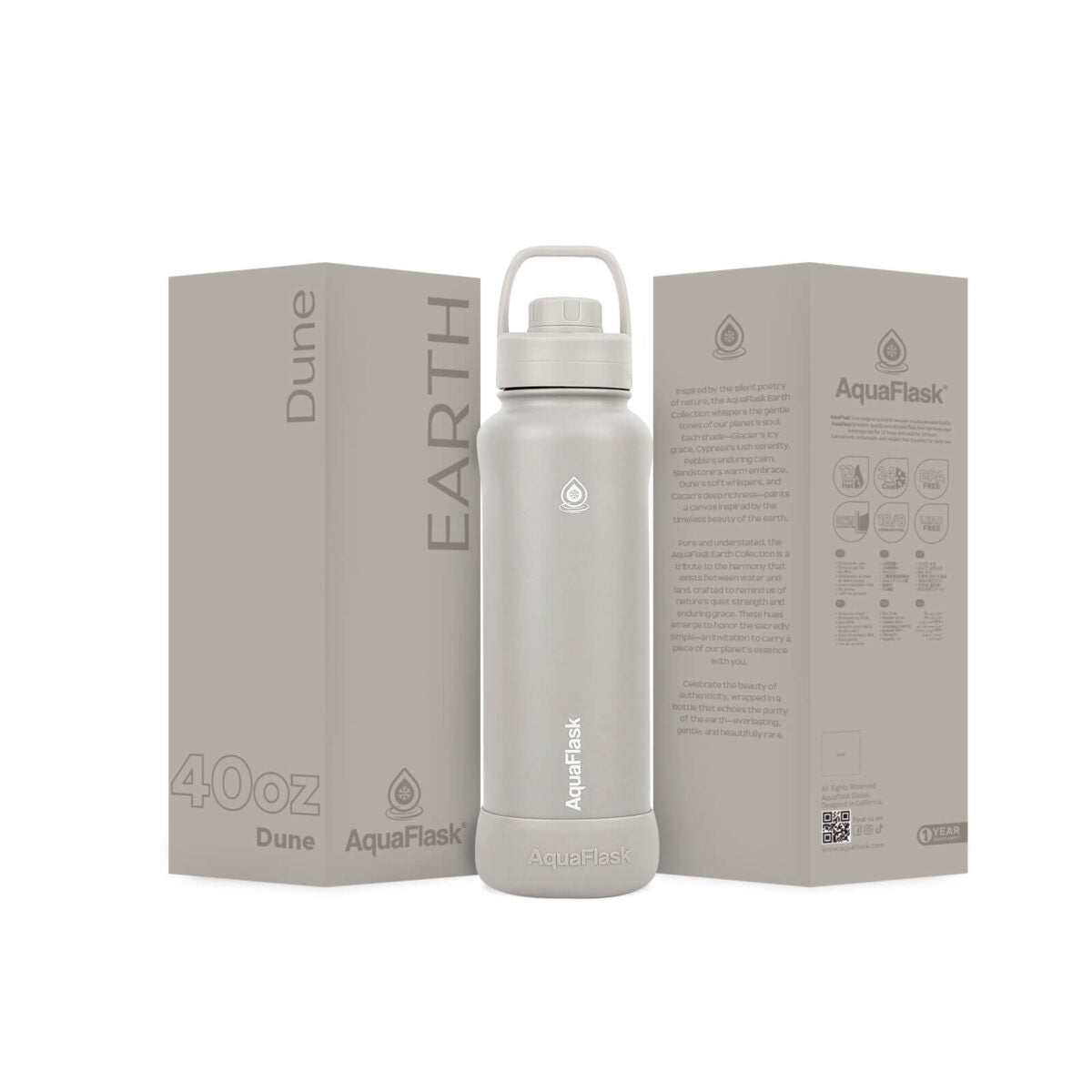 AquaFlask Earth Collection 40oz Isolierte Edelstahl-Wasserflasche – Heiß- & Kaltgetränke, Auslaufsicher, Wiederverwendbar